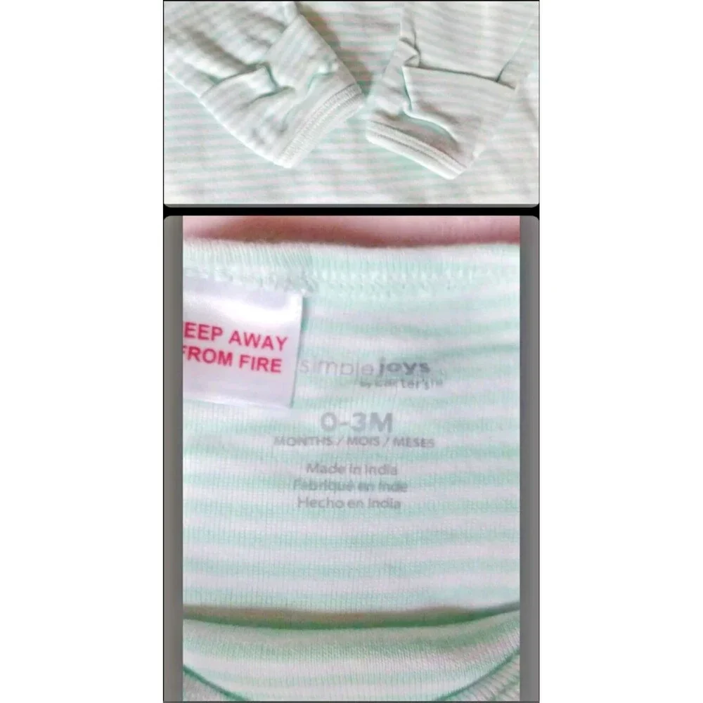 pajama 0 To 3 Months New Carters baby sleep Gown white Green Stripe infant